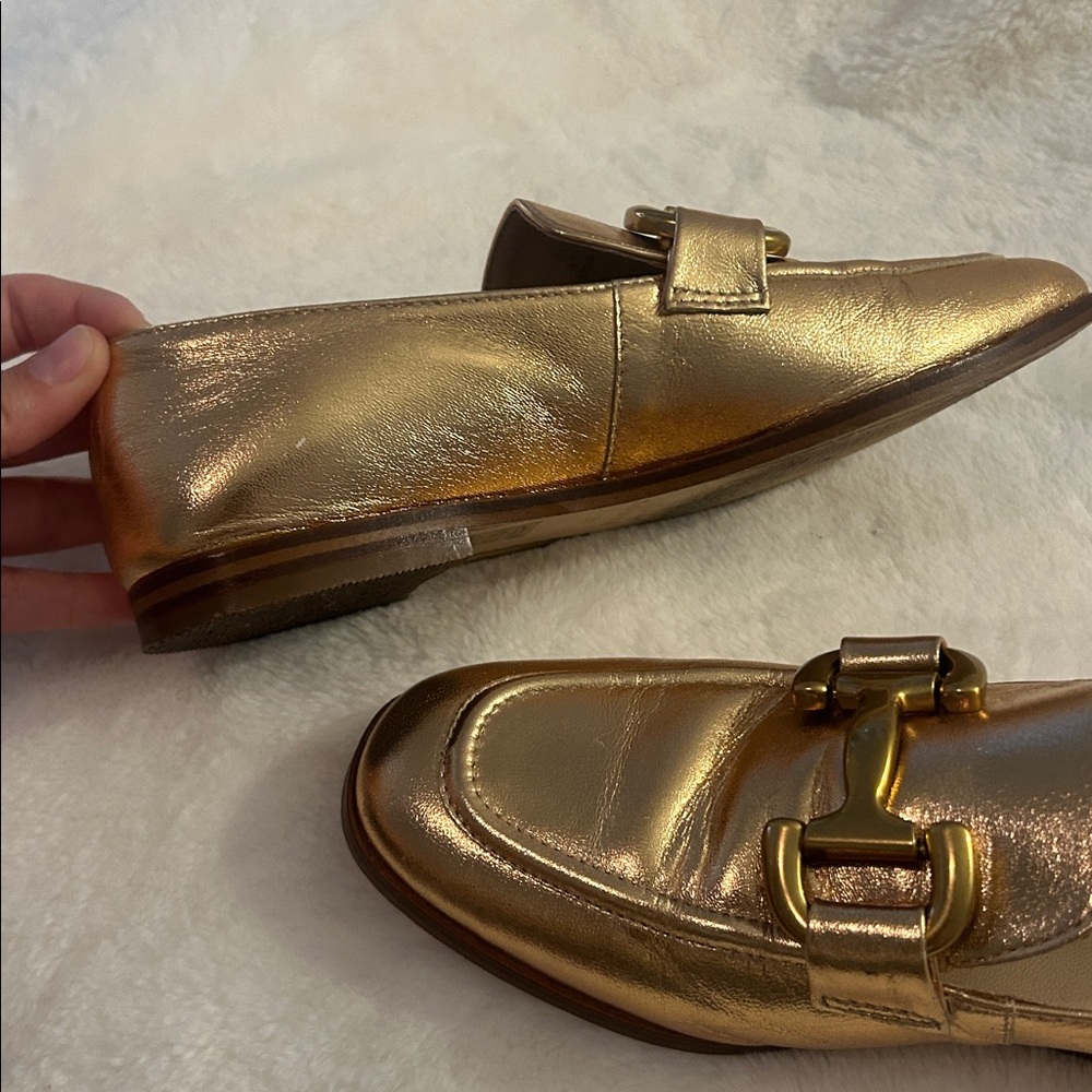 Boden Iris Snaffle Metallic Gold Leather Loafers - Picture 6 of 13